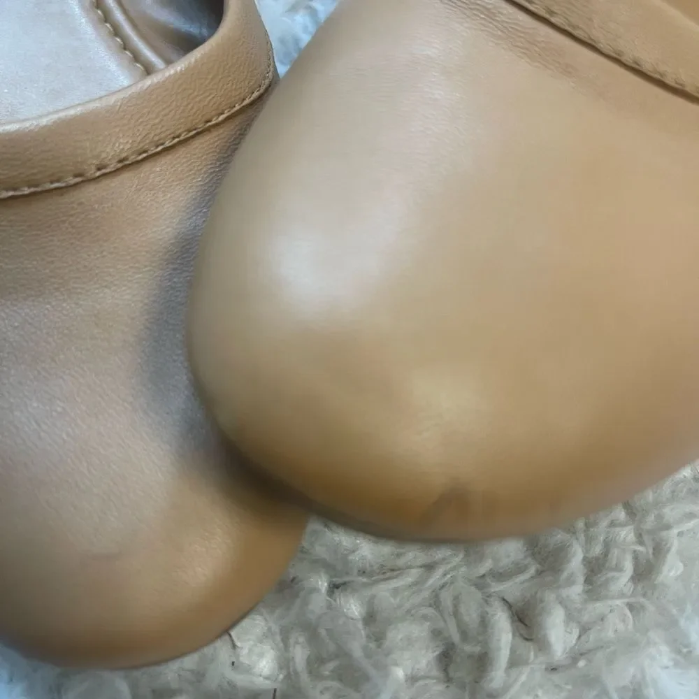 J. Crew leather tan Ballet Flats slip on shoes SZ10.5
